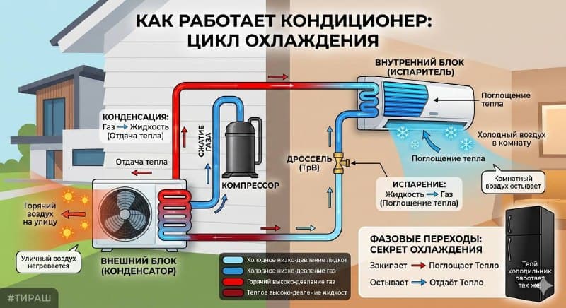 Как кондиционер переносит тепло